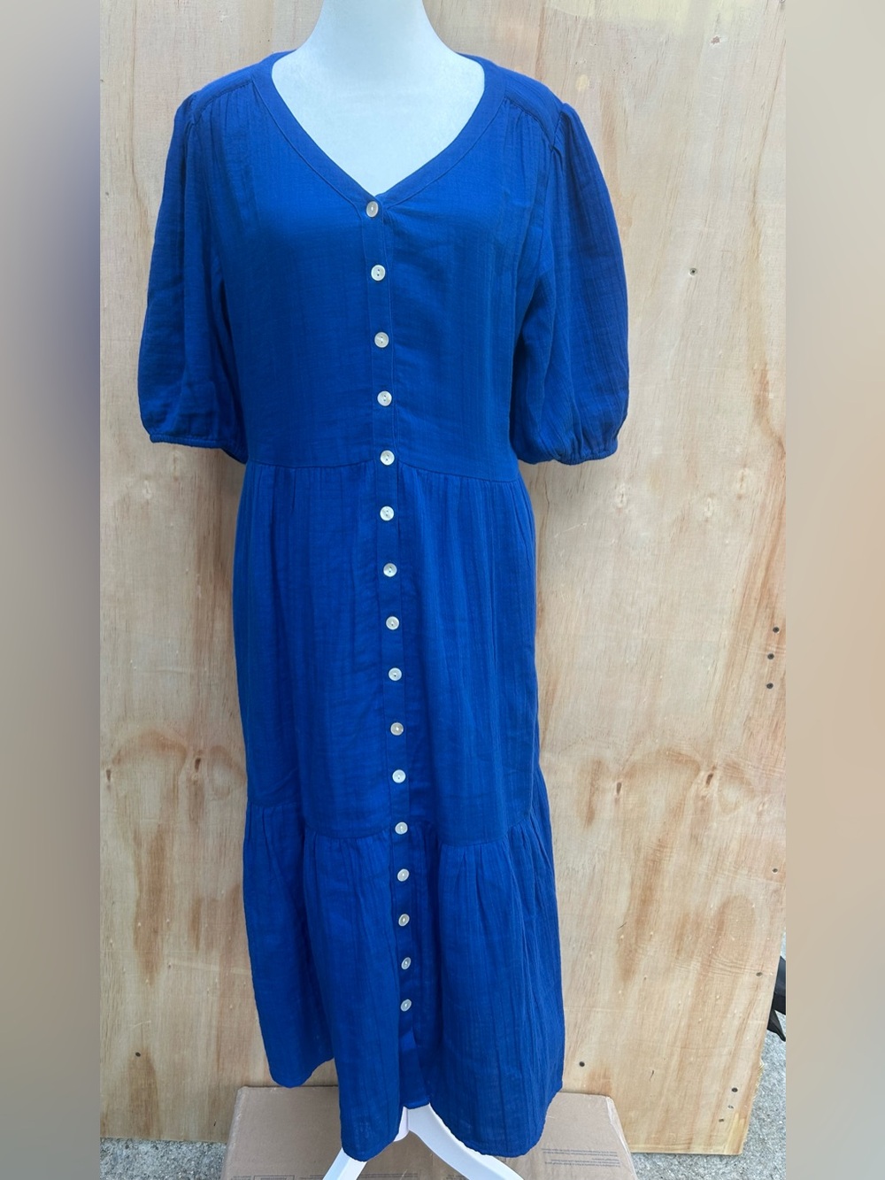 Soft Surroundings Cobalt Blue Button-Front Midi Dress
